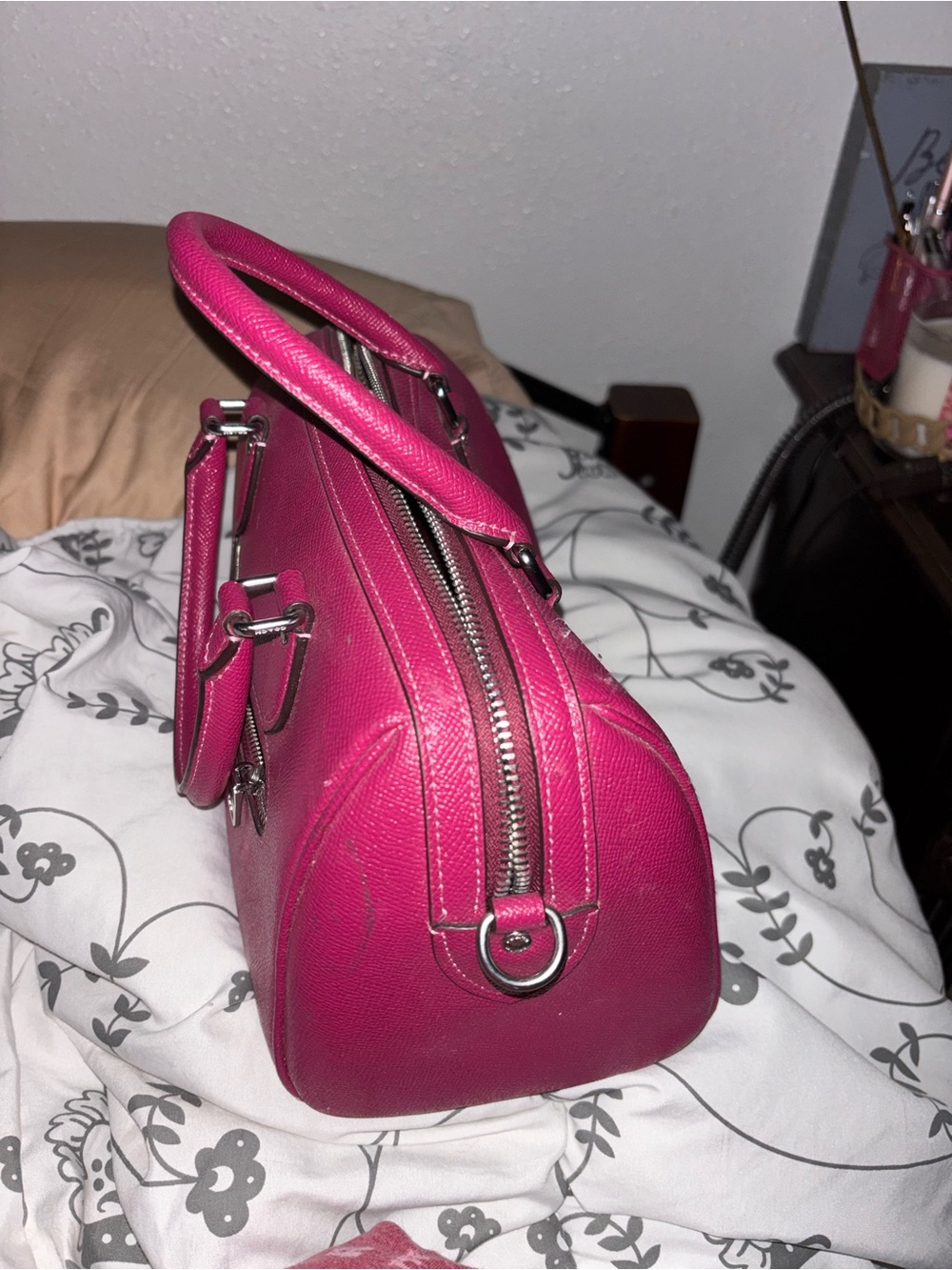 Coach Fuchsia Structured Satchel - Picture 3 of 5